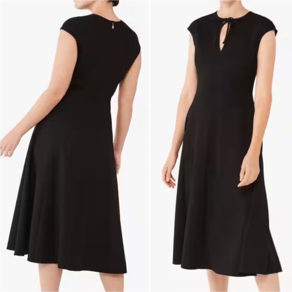 kate spade Black Midi Dress with Tie Accent